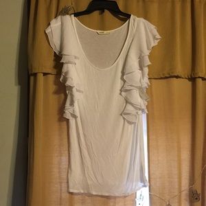 NWT Med. White Old Navy Ruffle Sleeve Shirt